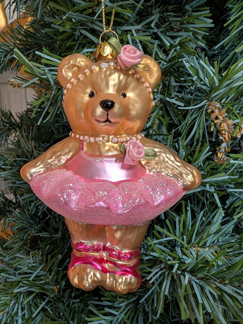 VTG Christmas Ornament "Whimsical Bears Collection" Pink Teddy Bear Ballerina
